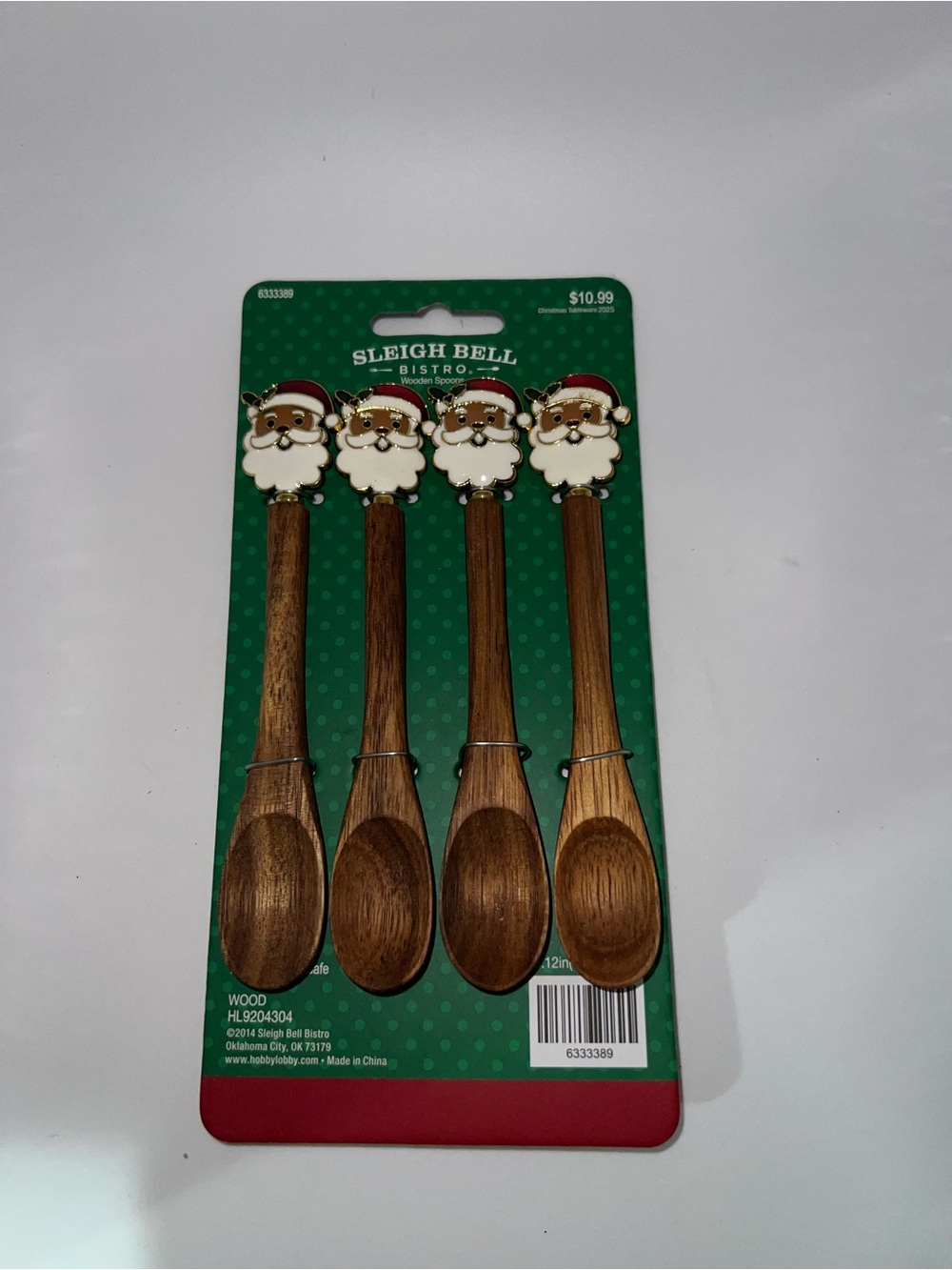 Sleigh Bell Bistro Santa Wooden Measuring Spoons - Brown